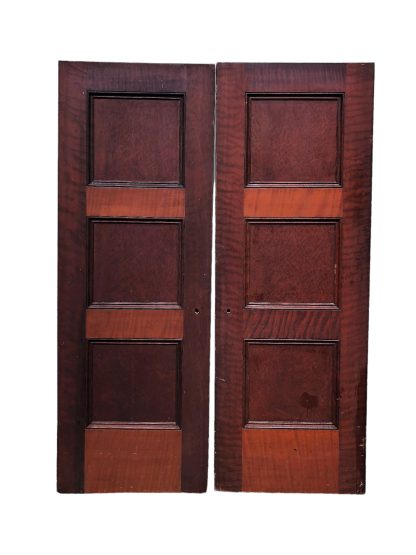 3-Panel Burl and Flame Redwood Doors