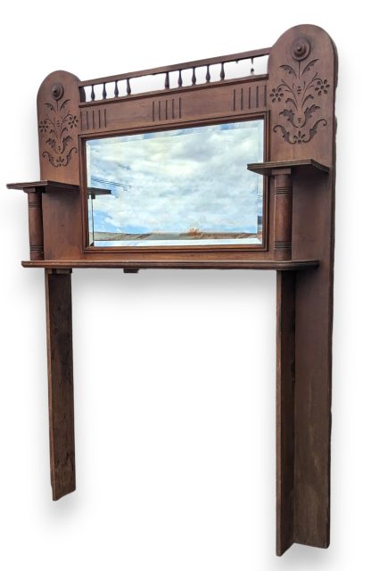 Vintage Oak Fireplace Surround With Mirror