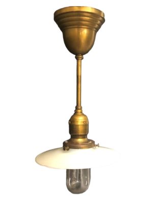 Victorian Brass Light Fixtures With Milkglass Saucers