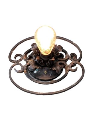 1930 Spanish Revival Wrought Iron and Copper Lamp