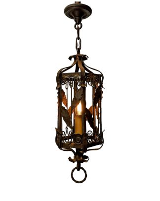 1930 Spanish Revival Wrought Iron Hanging Lamp
