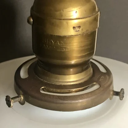 Victorian Brass Light Fixtures With Milkglass Saucers - Image 2