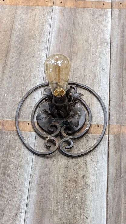 1930 Spanish Revival Wrought Iron and Copper Lamp - Image 5