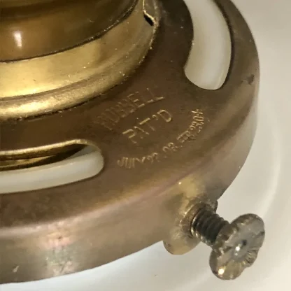 Victorian Brass Light Fixtures With Milkglass Saucers - Image 3
