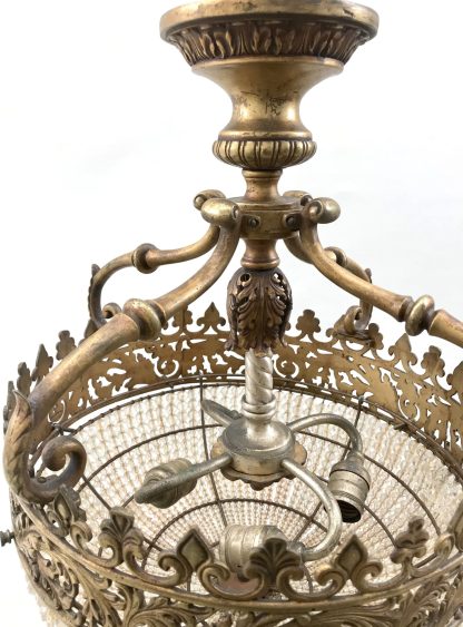 French Empire Style Beaded Crystal and Brass Chandelier - Image 2