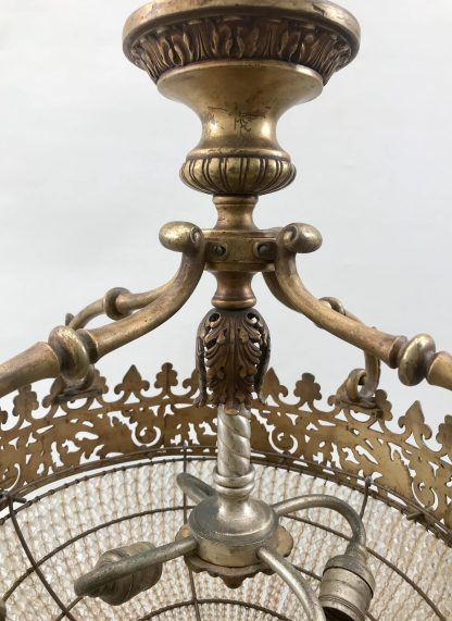 French Empire Style Beaded Crystal and Brass Chandelier - Image 4