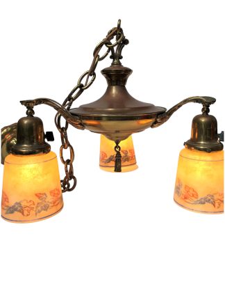 Vintage Hand-Painted Pan Hanging Light
