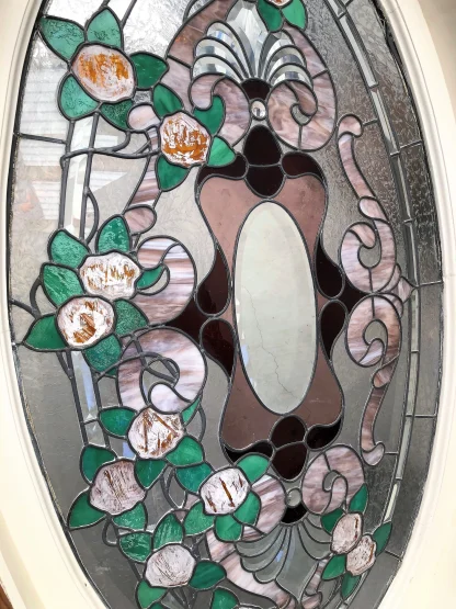 Antique Oval Stained Glass Window - Image 2