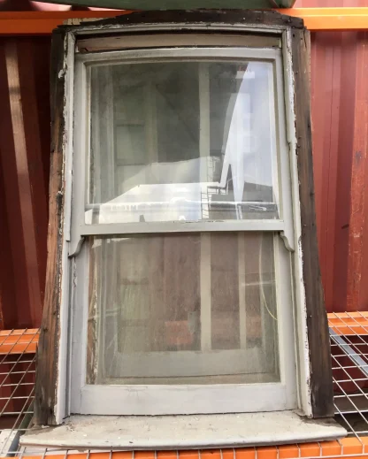 Vintage Curved Double-Hung Window In Jamb