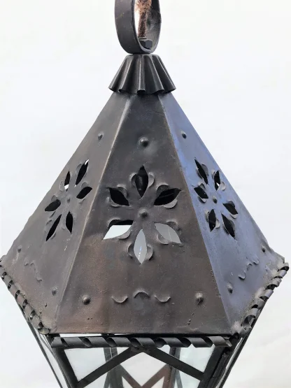Antique Punched Tin Hanging Light - Image 3