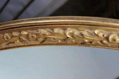 Antique 1926 Framed Arch Wall Mirror With Detailed Wood Frame - Image 4