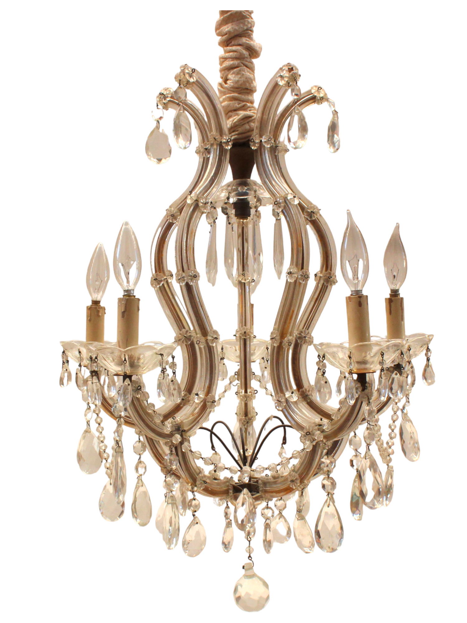 Vintage 5-Arm Maria Theresa Crystal Chandelier