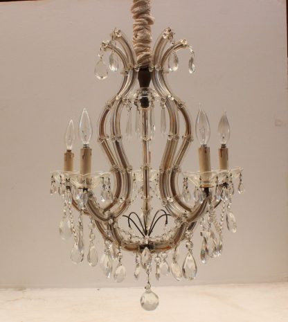 Vintage 5-Arm Maria Theresa Crystal Chandelier - Image 4