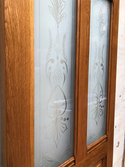 Exterior Eastlake Victorian Oak Door With Etched Glass - Image 3