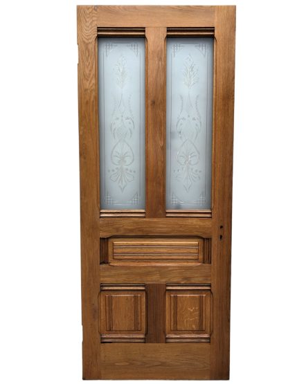 Exterior Eastlake Victorian Oak Door With Etched Glass