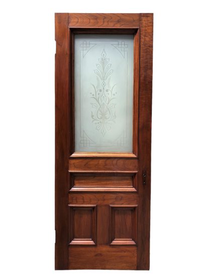 1880's Eastlake Victorian Exterior Walnut Door With Etched Glass