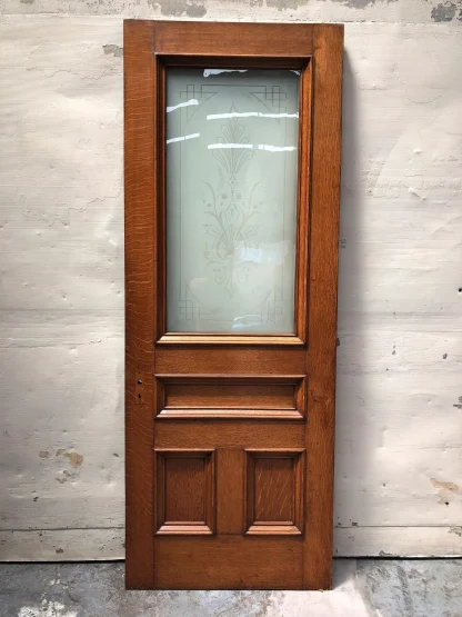 1880's Eastlake Victorian Exterior Walnut Door With Etched Glass - Image 4