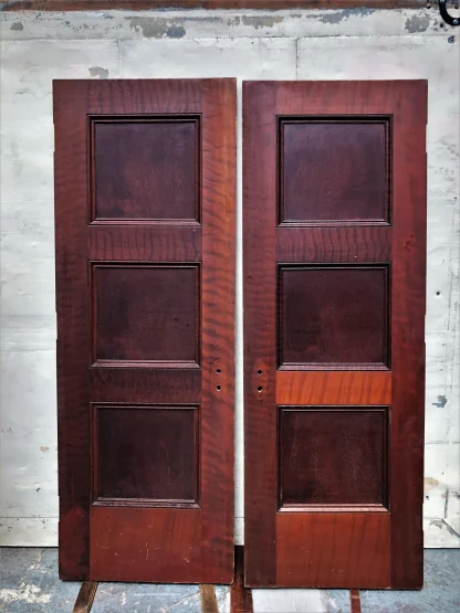 3-Panel Burl and Flame Redwood Doors - Image 3