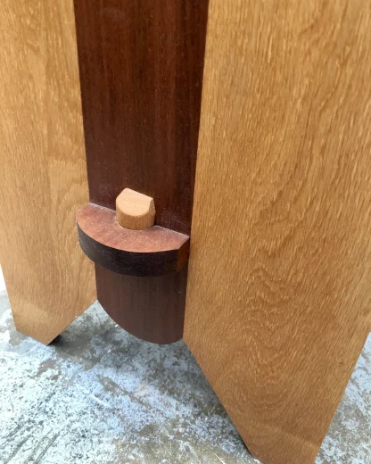 Glass Block Oak/Mahogany Hand Made End Table - Image 4