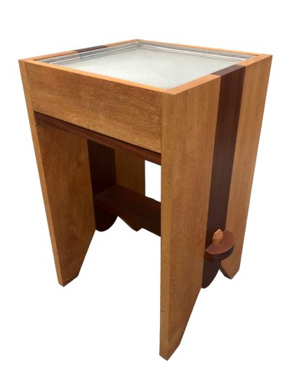 Glass Block Oak/Mahogany Hand Made End Table
