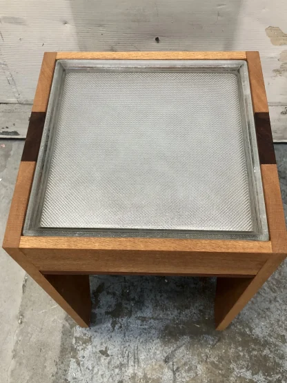 Glass Block Oak/Mahogany Hand Made End Table - Image 5