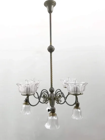 Victorian Style 8-Light Brass 1913-1920 Chandelier - Image 2