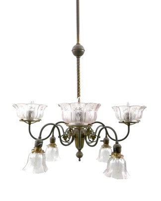 Period 8-Light Brass 1913-1920 Chandelier