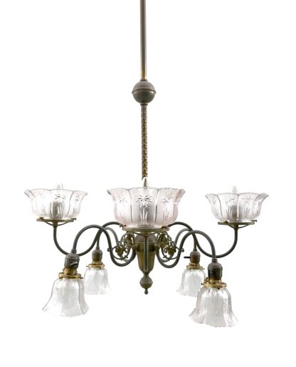 Period 8-Light Brass 1913-1920 Chandelier