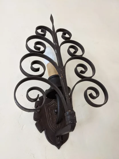 Vintage 1930 Spanish Revival Wrought Iron Sconces - Image 8