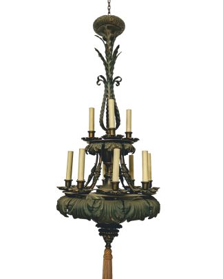 Antique Bronze 1930's Chandelier