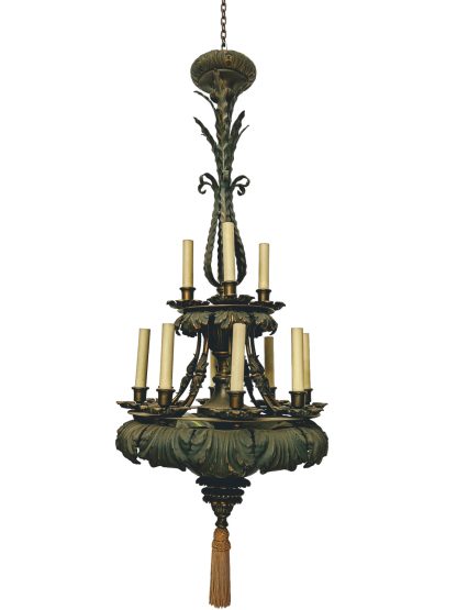 Antique Bronze 1930's Chandelier