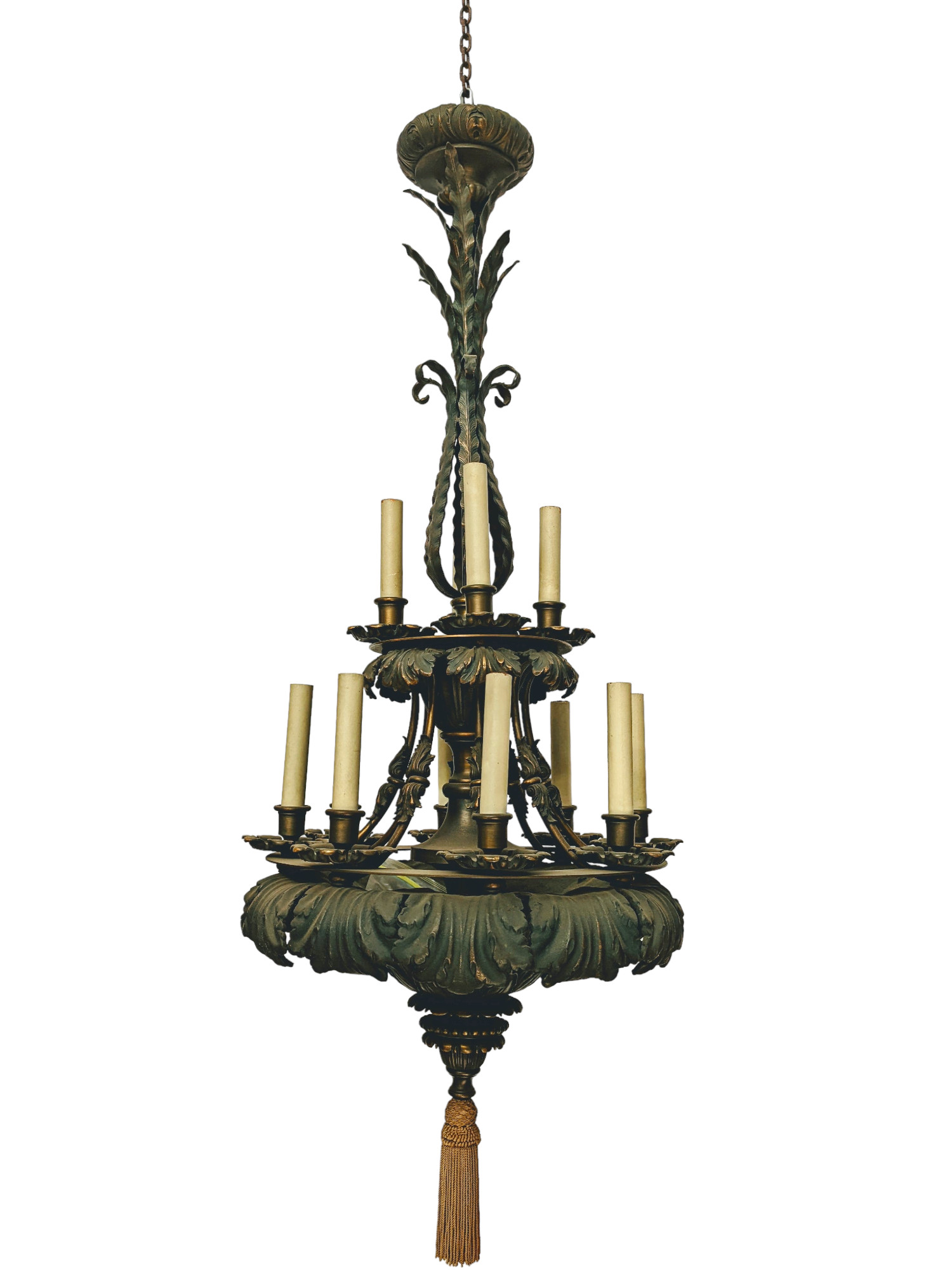 Antique Bronze 1930's Chandelier