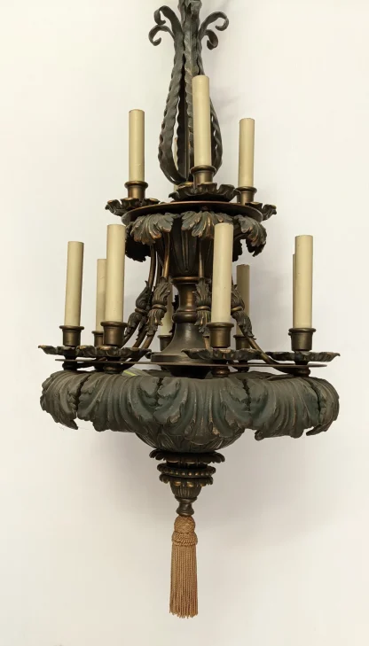 Antique Bronze 1930's Chandelier - Image 2
