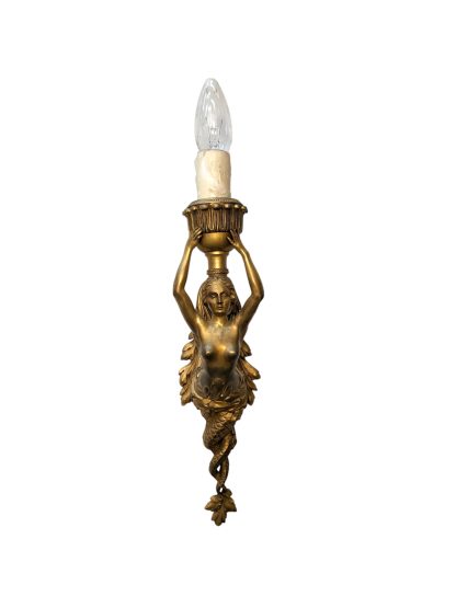 1926 Beaux-Arts Gilt Mermaid Sconces
