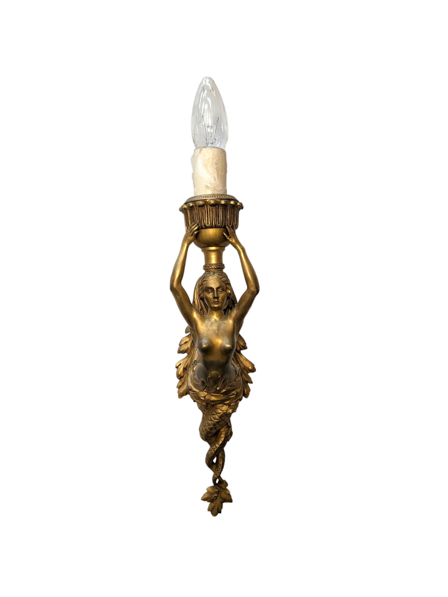 1926 Beaux-Arts Gilt Mermaid Sconces