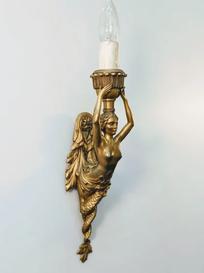 1926 Beaux-Arts Gilt Mermaid Sconces - Image 2
