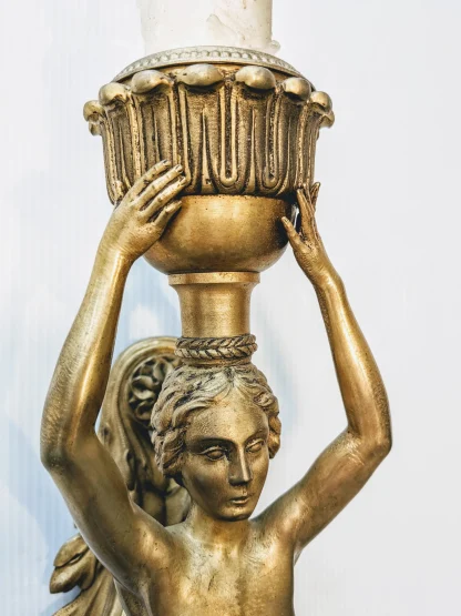 1926 Beaux-Arts Gilt Mermaid Sconces - Image 8