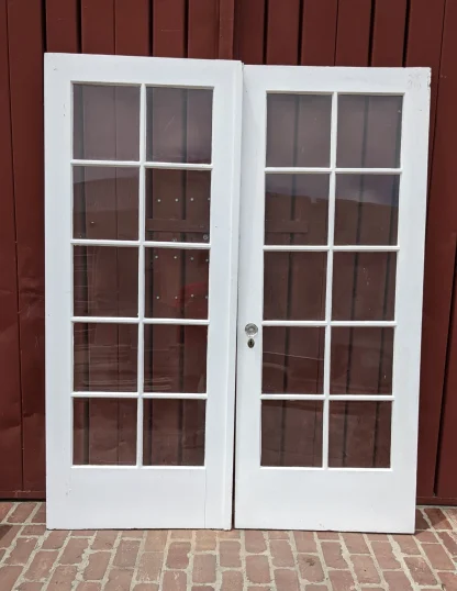 Vintage Interior French Doors With Wavy Glass - Image 2