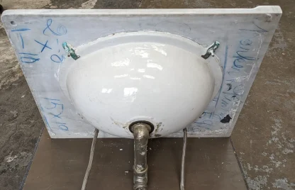 Antique Marble Sink Countertop with Fixtures - Image 3