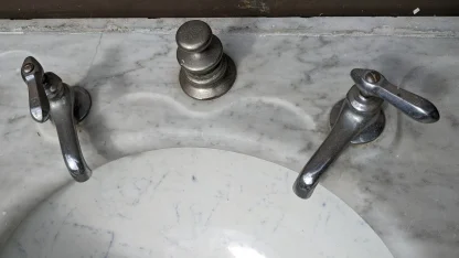 Antique Marble Sink Countertop with Fixtures - Image 2