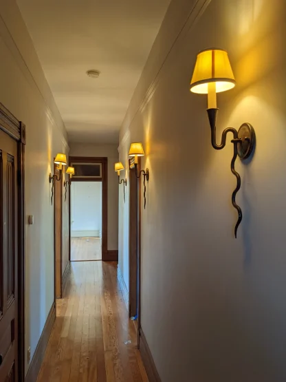 Paul Ferrante Wrought Iron Snake Wall Sconces - Image 2