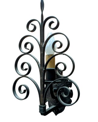 Vintage 1930 Spanish Revival Wrought Iron Sconces