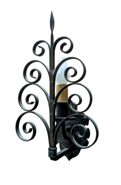 Vintage 1930 Spanish Revival Wrought Iron Sconces