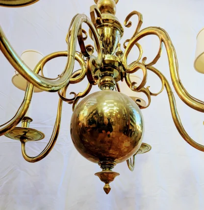 Dutch Colonial Style Brass Chandelier - Image 3