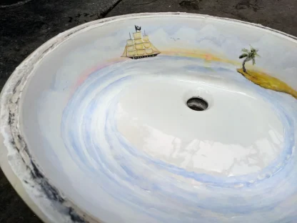 Nautical Themed Hand Painted Bathroom Sinks Maritime - Image 9