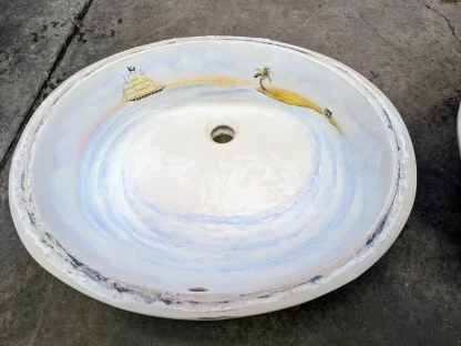 Nautical Themed Hand Painted Bathroom Sinks Maritime - Image 6