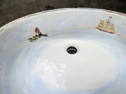 Nautical Themed Hand Painted Bathroom Sinks Maritime - Image 4