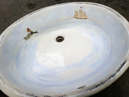 Nautical Themed Hand Painted Bathroom Sinks Maritime - Image 2