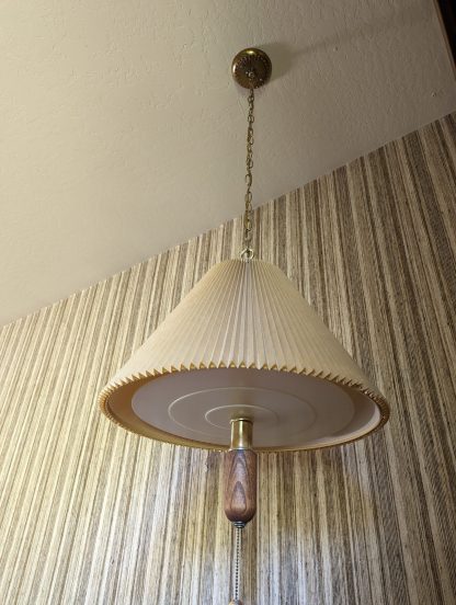 Vintage Hanging Lamp With Pleated Shade - Image 2