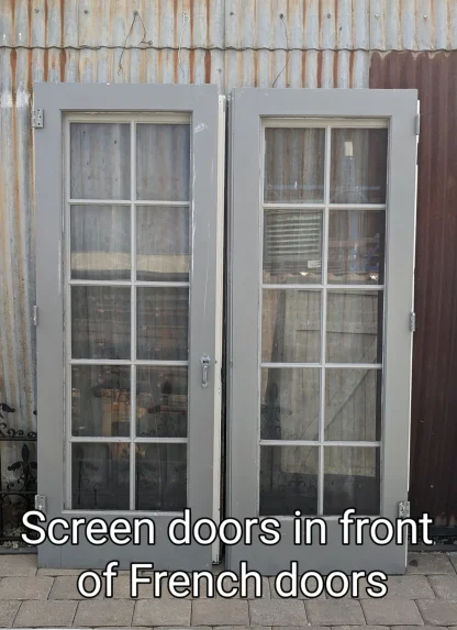 Vintage Exterior French Doors With Matching Screen Doors - Image 3